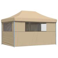 VidaXL Partytent inklapbaar pop-up met 4 zijwanden beige - thumbnail