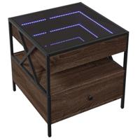 Salontafel met Infinity LED 50x50x51 cm bruin eikenkleurig - thumbnail