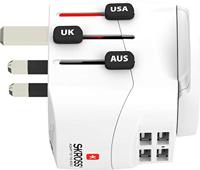 SKROSS | 1.302471 | PRO Light USB(4xA) - World | Universele 2- en 3-polige reisadapter met 4 x USB-poorten met 4,8 A. Spanning en vermogen: 100V–700W/250V–1750W. Bescherming tegen elektrische schokken - thumbnail