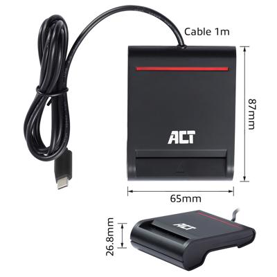 ACT AC6020 USB-C Smartcard eID Card Reader - External - Zwart ACT AC6020 USB-C Smartcard eID Card Reader - External - Zwart