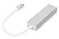 Digitus DA-70255 USB-combi-hub 3 + 1 poorten Met ingebouwde netwerkaansluiting Zilver - thumbnail