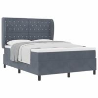 Boxspring bed met matras Donkergrijs 140 x 190 cm Fluweel - thumbnail