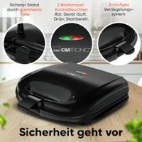 Clatronic ST 3814 Sandwich toaster Automatische temperatuuraanpassing, Anti-aanbaklaag Zwart - thumbnail