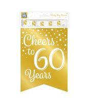 Verjaardagsslinger Vaandel 60 Jaar Goud/Wit (6m) - thumbnail