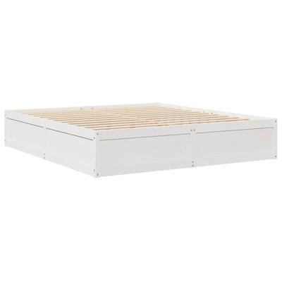 Bed met boekenkast zonder matras grenenhout wit 200x200 cm - thumbnail