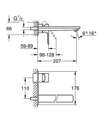 GROHE Lineare New waterbesparende afbouwdeel inbouw wandkraan L-size met uitloop 20.7cm supersteel 23444dc1
