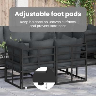 Tuinbankenset met kussen 8 pcs Zwart Aluminium