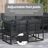 Tuinbankenset met kussen 8 pcs Zwart Aluminium - thumbnail