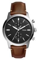 Fossil heren Townsman bruin lederen chronograaf horloge FS5280 - thumbnail