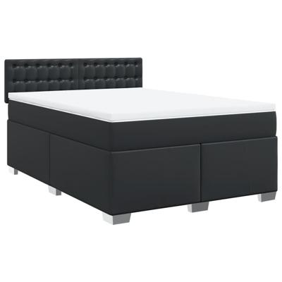 Boxspring met matras kunstleer zwart 140x190 cm - thumbnail