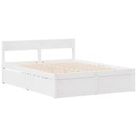 Bedframe zonder matras massief grenenhout wit 140x200 cm - thumbnail