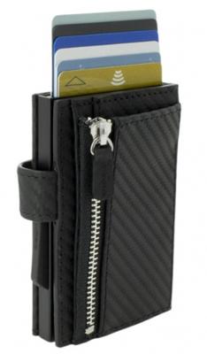 ÖGon Kaarthouder Cascade Rits Snap 9,7 Cm Leer Titanium/zwart