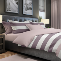 The One Dekbedovertrek Stripe Plum / Mauve-140x220cm - thumbnail