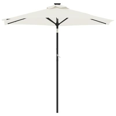 VidaXL Parasol met led&apos;s en stalen paal 225x225x212 cm wit