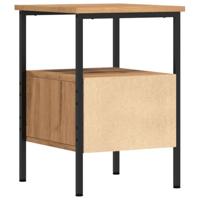 Nachtkastje 34x36x50 cm bewerkt hout artisanaal eikenkleurig - thumbnail