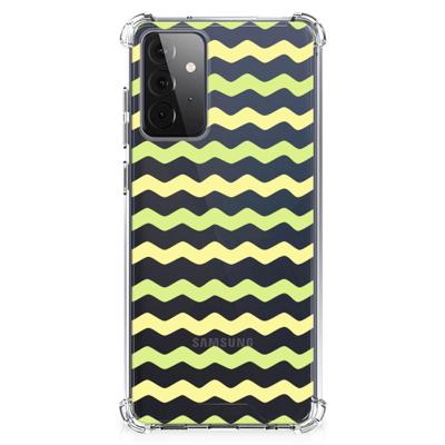 Samsung Galaxy A72 4G/5G Doorzichtige Silicone Hoesje Waves Yellow Samsung Galaxy A72 4G/5G Doorzichtige Silicone Hoesje Waves Yellow