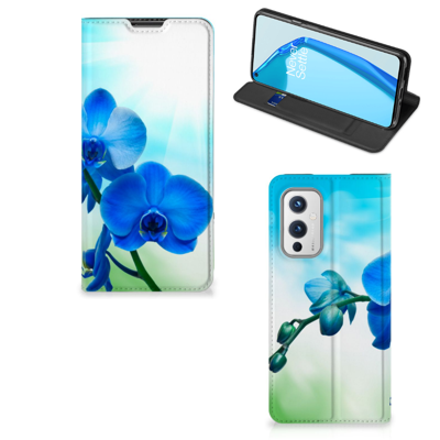 OnePlus 9 Smart Cover Orchidee Blauw - Cadeau voor je Moeder OnePlus 9 Smart Cover Orchidee Blauw - Cadeau voor je Moeder
