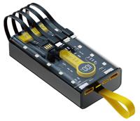 Krachtige 20.000mAh Powerbank - Met geïntegreerde aansluitkabels - Transparant - PD 22.5W - thumbnail