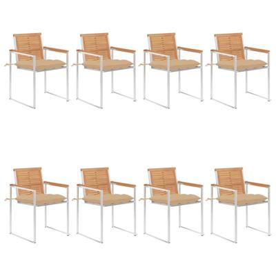 Tuinstoelen 8 st met kussens massief teakhout
