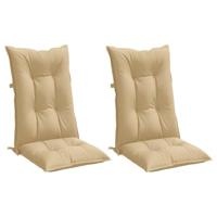 VidaXL Stoelkussens 2 st hoge rug 120x50x7 cm stof gemêleerd beige - thumbnail