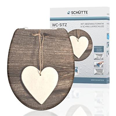 SCHÜTTE toiletbril met soft-close wood heart duroplast met print
