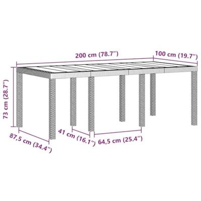Tuin tafel wit 200x100x73 cm poly rattan