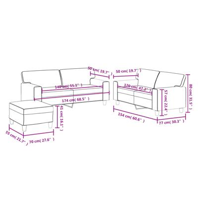 2-delige Loungeset met kussens kunstleer grijs
