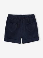 Short van velours met hartvormige zakken voor meisjes, gemakkelijk aan te trekken. marineblauw - thumbnail