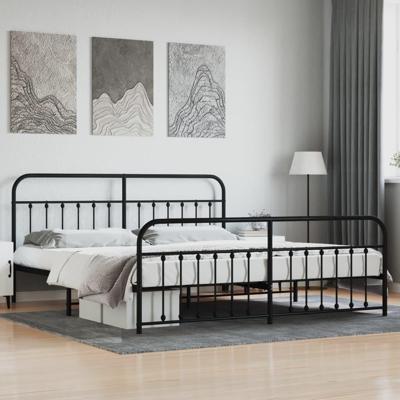 Bedframe met hoofd- en voeteneinde metaal zwart 193x203 cm