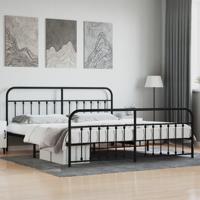 Bedframe met hoofd- en voeteneinde metaal zwart 193x203 cm - thumbnail