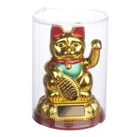 Goudkleurige Maneki Neko Gelukskat Zonnecel Solar Pal Figuur - thumbnail