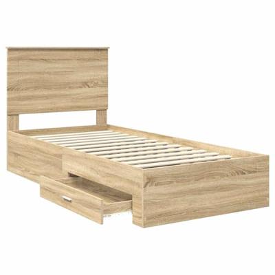 Bedframe met hoofdeinde Sonoma Eiken 100 x 200 cm Bewerkt hout
