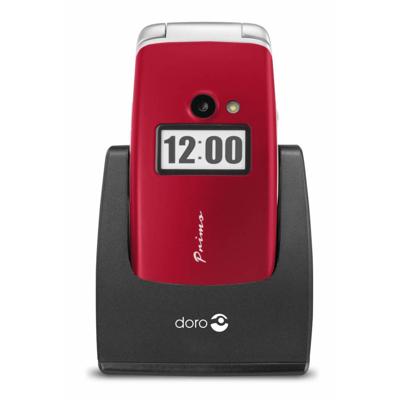 Primo 413 by Doro, all carriers, 32 GB, mobiele telefoon met grote toetsen met tafellaadstation rood