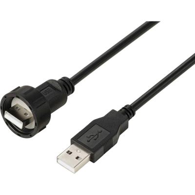 TRU COMPONENTS TC-E13T-MU2-MWA/NWA-0.5PV-S TC-13543536 USB 2.0-kabel met USB-A-stekker naar IP67-USB-A-stekker, 0,5 m. Waterdichte kunststof kabel 1 stuk(s)