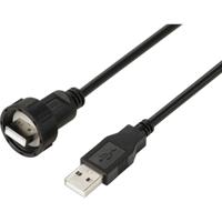 TRU COMPONENTS TC-E13T-MU2-MWA/NWA-0.5PV-S TC-13543536 USB 2.0-kabel met USB-A-stekker naar IP67-USB-A-stekker, 0,5 m. Waterdichte kunststof kabel 1 stuk(s) - thumbnail