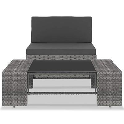 2-delige Loungeset poly rattan grijs - thumbnail
