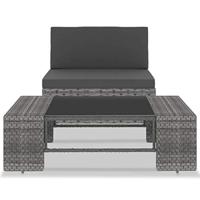 2-delige Loungeset poly rattan grijs - thumbnail