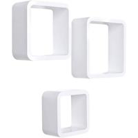 SONGMICS Wandplank Kubusplank 3er Set Kubusplanken Boekenkast Hangplank - Wit - MDF - thumbnail
