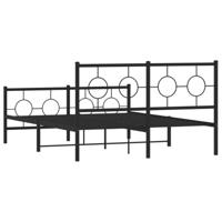 Bedframe met hoofd- en voeteneinde metaal zwart 135x190 cm - thumbnail