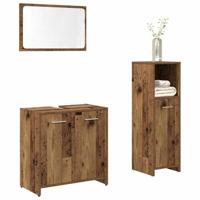 3-delige Badkamermeubelset bewerkt hout oud houtkleurig - thumbnail