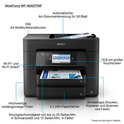 Epson Workforce WF-4830DTWF All-in-one inkjet printer Zwart