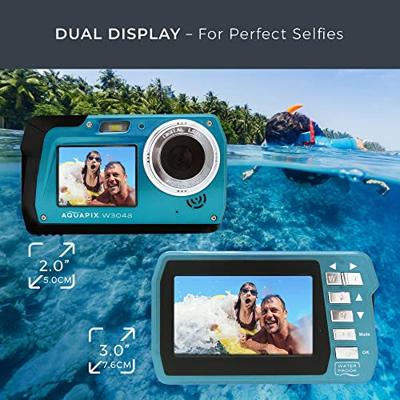 Aquapix W3048-I Edge Iceblue Digitale camera 48 Mpix Ice, Blue Onderwatercamera, Frontdisplay