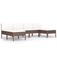 6-delige Loungeset met kussens poly rattan bruin - thumbnail