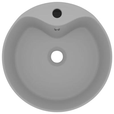 Wastafel met overloop 36x13 cm keramiek mat lichtgrijs