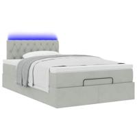 Ottoman bed met matras en LED's 120x200 cm fluweel lichtgrijs - thumbnail