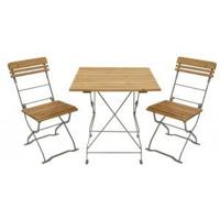 Hardhouten Bistroset 70 x 70 cm met metalen frame - thumbnail