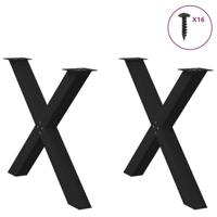 Eettafelpoten 2 st X-vormig 90x(72-73) cm staal zwart - thumbnail