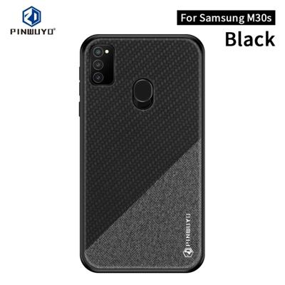 Voor Galaxy M30S PINWUYO Rong serie schokbestendige PC + TPU + chemische Fiber doek beschermende cover (zwart)