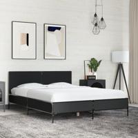 Bedframe bewerkt hout metaal zwart 135x190 cm - thumbnail