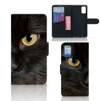 Samsung Galaxy A41 | Telefoonhoesje | Met pasjeshouder | Zwarte Kat - thumbnail